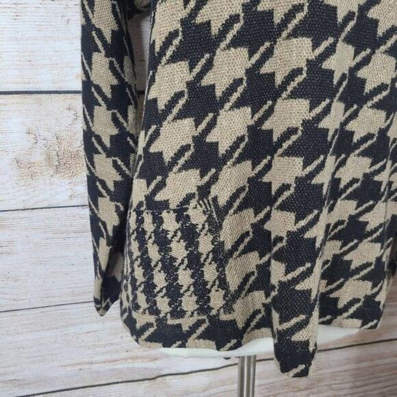 J Jill Houndstooth Sweater Pockets‎ Black Tan M - Picture 2 of 3